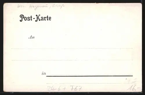 AK Bischweller, Gewittersturm 1905, Entwurzelter Baum der das Haus Nr. 22 in der Weberstrasse beschädigte