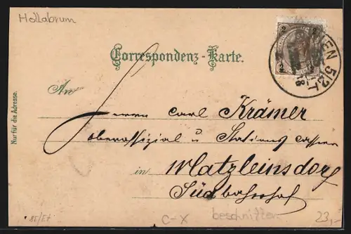 Lithographie Mailberg /N. Ö., Rückansicht des Schlosses, Schloss des souv. Maltheser-Ordens