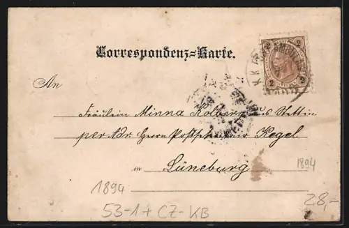 Vorläufer-Lithographie Karlsbad, 1894, Hans Heiling mit Ruderboot