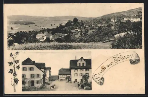 AK Büron, Panoramablick auf die Stadt, Strassenpartie