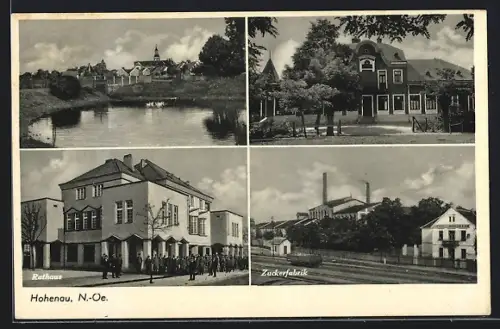 AK Hohenau an der March, Zuckerfabrik, Arbeiterheim, Rathaus