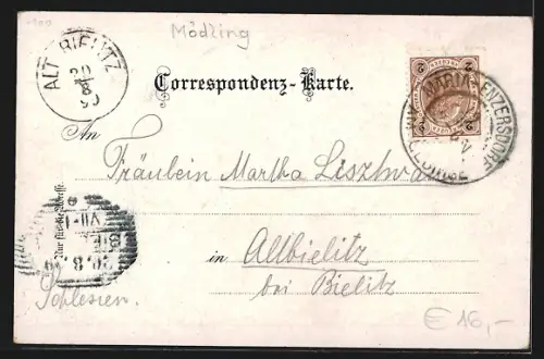 Lithographie Maria Enzersdorf, Villa Steirerland, Urlaubs-Kapelle, Fabrik Riemerschmid und Dominikanerhof