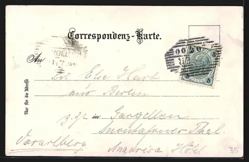 Lithographie Lofer b. Salzburg, Teilansicht, Kriegerdenkmal, Ortspartie