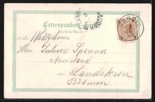 Lithographie Grödig /Salzburg, Kugelmühlen, Figur mit Schwert u. langem Bart, Untersberghaus, Ortsansicht