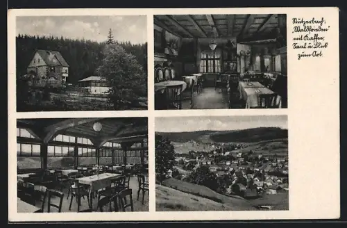AK Stützerbach, Gasthaus Waldfrieden, Ortsansicht aus der Vogelschau