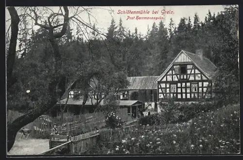 AK Greiz, Gasthaus Schlötenmühle