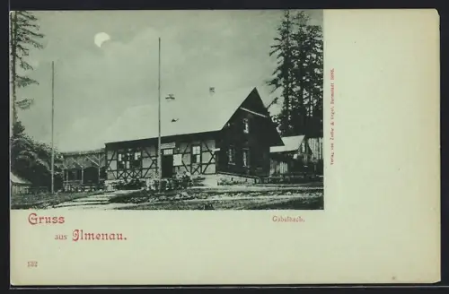 Mondschein-AK Ilmenau, Gasthaus Gabelbach