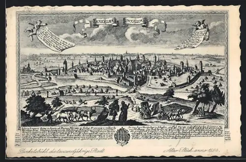 AK Dinkelsbühl, die tausendjährige Stadt, Alter Stich anno 1654
