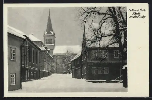 AK Gehren i. Thür., Blick zur Kirche
