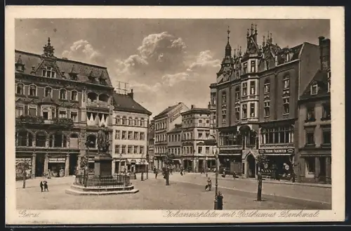 AK Gera, Johannesplatz mit Posthumus-Denkmal