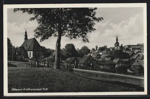 AK Grossbreitenbach /Thür. Wald, Ortspartie mit Kirche