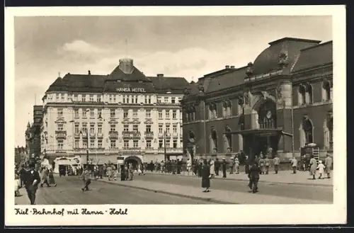AK Kiel, Bahnhof mit Hansa-Hotel
