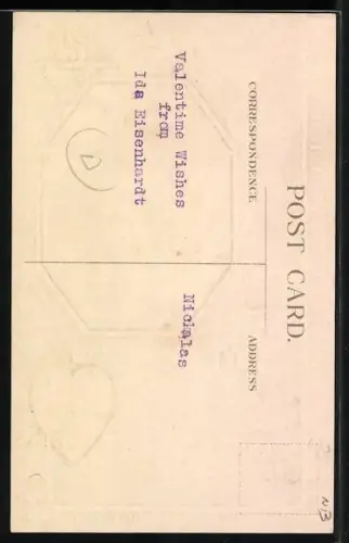 Präge-AK Junge mit einem Herz auf einem Waldweg, To my Valentine