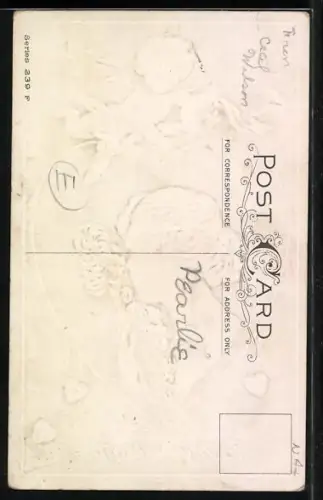 Künstler-AK Dame in einem herzförmigen Rahmen, Engel mit Blumen, To My Valentine