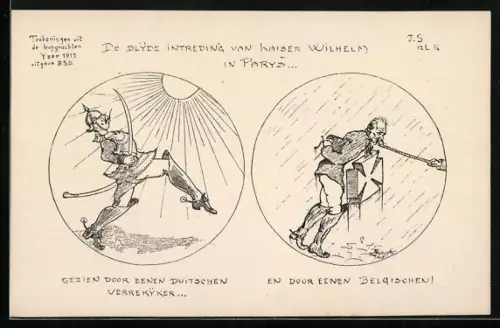 AK Kaiser Wilhelm II. spaziert durchs Land und in Gefangenschaft