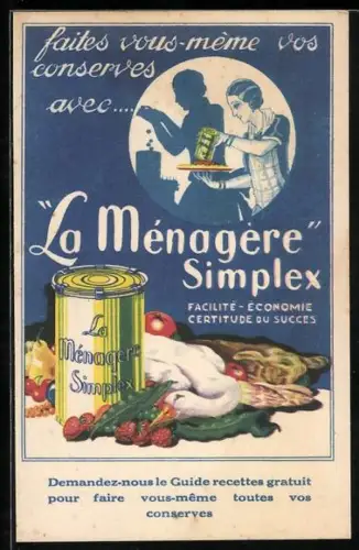 Künstler-AK La Ménagère Simplex, Konserve Reklame