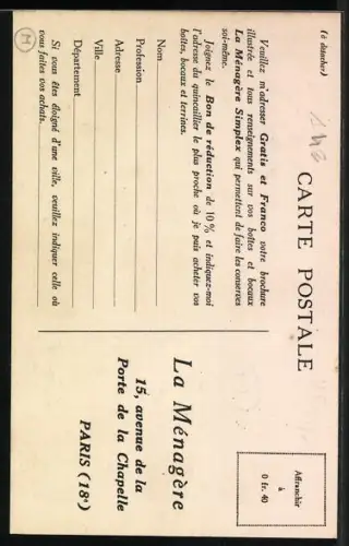 Künstler-AK La Ménagère Simplex, Konserve Reklame