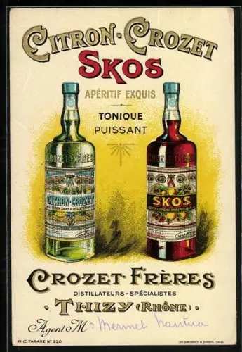 Künstler-AK Crozet Frères Citron-Crozet, Skos, Alkohol Reklame