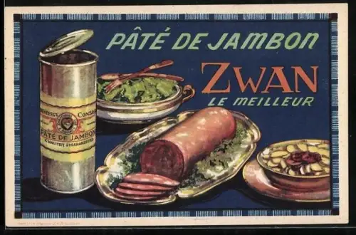 Künstler-AK Pâté de Jambon, Zwan le Meilleur, Konserven-Reklame