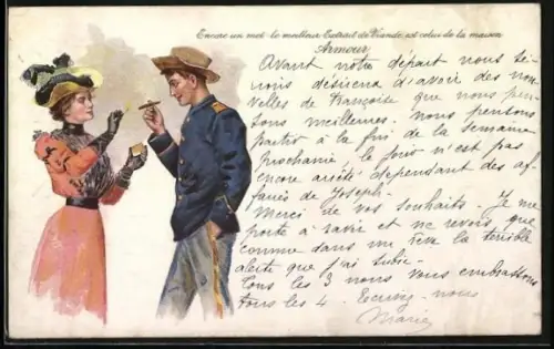 Lithographie Extrait de Viande, Armour & Compagnie, Reklame Zigarren