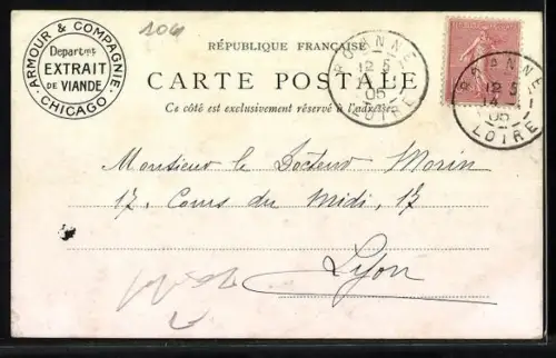 Lithographie Extrait de Viande, Armour & Compagnie, Reklame Zigarren