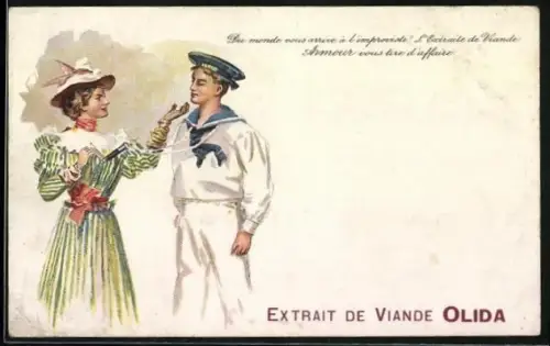Lithographie Extrait de Viande de Armour & Compagnie, Frau und Matrose