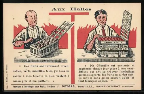 Künstler-AK Fruits, Système J. Deygas, Saint-Désirat, Aux Halles, Reklame