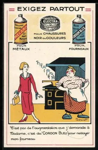 Künstler-AK Electra, Mecano, Cordon Bleu, Exigez Partout