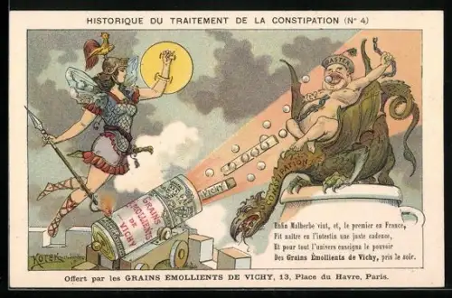 AK Grains Emollients de Vichy, Reklame, Historique du Traitement de la Constipation, Kampf gegen einen Drachen