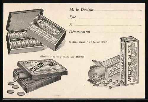 AK Laboratoires Charvoz, Reklame, Cachets Charvoz Digestifs, Hepatogenes Charvoz, Echantillons