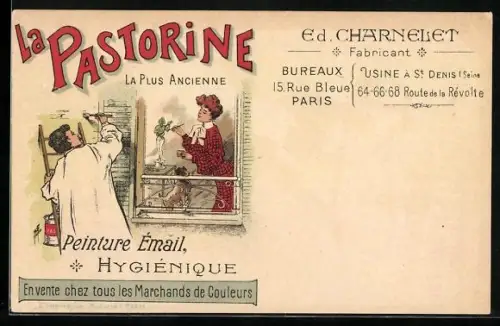 AK Paris, La Pastorine, Peinture, Émail, Hygiénique, 15, Rue Bleue