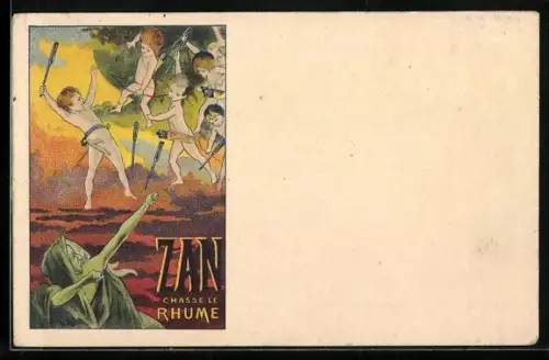 Lithographie Medikament Pastilles Zan Chasse le Rhume, Amoretten