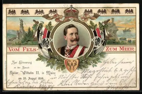 AK Vom Fels zum Meer, Kaiser Wilhelm II., Kriegsschiffe
