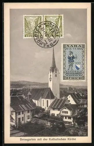 AK Bremgarten /AG, Teilansicht mit der Katholischen Kirche