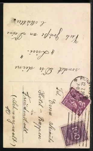 Foto-AK HB Nr. 8879/4: Kind trägt einen Blumenkorb mit Brief, Geburtstagswünsche