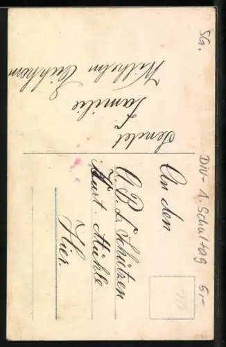 Foto-AK HB Nr. 9788/2: Kleiner Junge mit Schultüte klopt an einer Tür