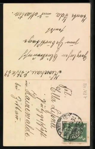 Foto-AK HB Nr. 8675/2: Kind in Matrosenanzug mit Karren voller Blumen