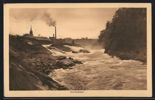 AK Trollhättan, Panorama mit Kirche