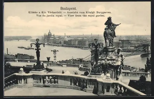 AK Budapest, Aussicht vom Königlichen Burggarten