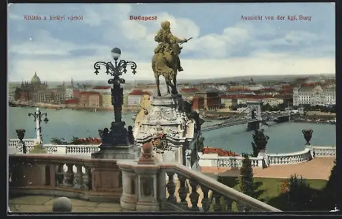 AK Budapest, Aussicht von der kgl. Burg