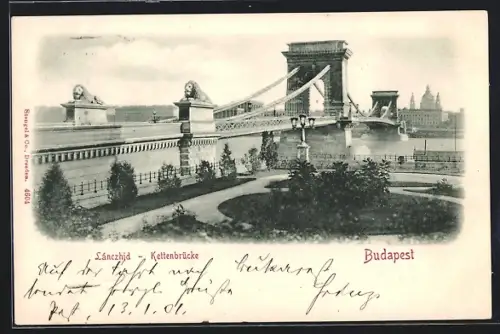 AK Budapest, Blick auf die Kettenbrücke