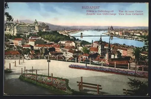 AK Budapest, Aussicht vom Gellértberge