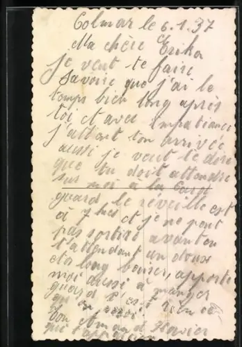 Foto-AK A. Noyer Nr. 1612: Liebespaar mit Blumen, Neujahrsgruss