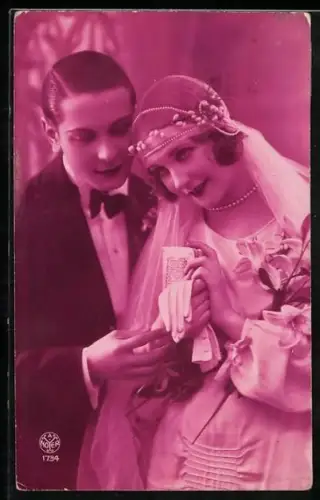 Foto-AK A. Noyer Nr. 1734: Junges Hochzeitspaar