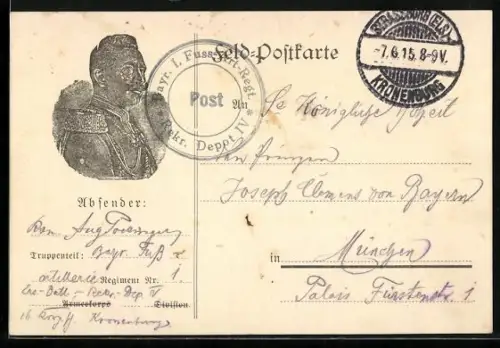 AK Portrait Kaiser Wilhelm II., Feldpostkarte