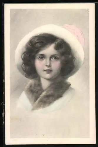 Künstler-AK H. Christ Nr. 194: Mädchen mit Pelzkragen und Hut