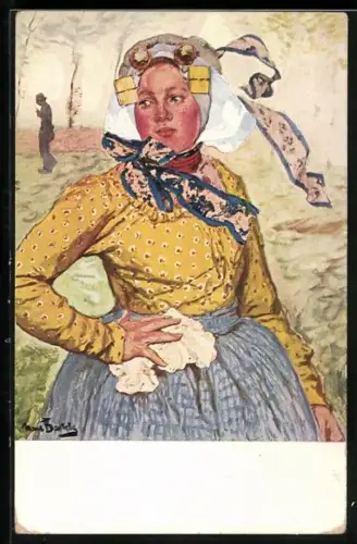 Künstler-AK sign. H. v. Bartels: hübsche Frau in bayerischem Trachtenkleid