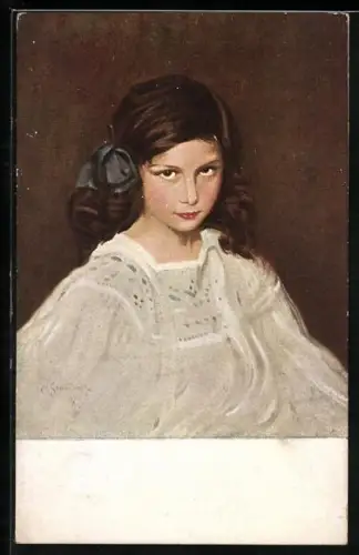 Künstler-AK G. Hirth`s Verlag, Serie: XIV, 1., Junges Mädchen in weissem Kleid