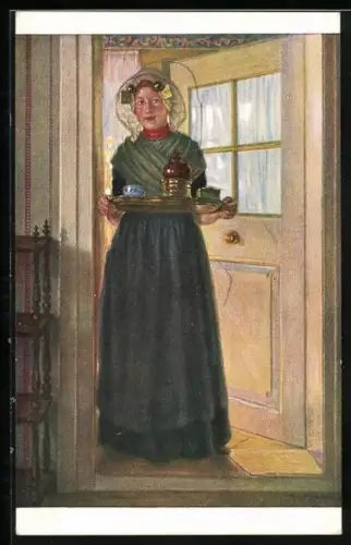 Künstler-AK G. Hirth`s Verlag, Serie XXIII: Holländisches Mädchen mit Serviertablett