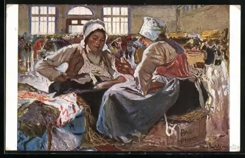 Künstler-AK G.Hirth`s Verlag, Serie XXI, 6: Prof. H. von Bartels, In den Pariser Hallen, Jugend-Postkarte